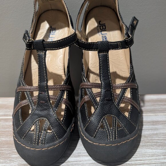 JBU Jambu Dottie T-Strap Mary Jane Shoes Black Brown Caged Cutout Comfort 9M - Picture 2 of 12